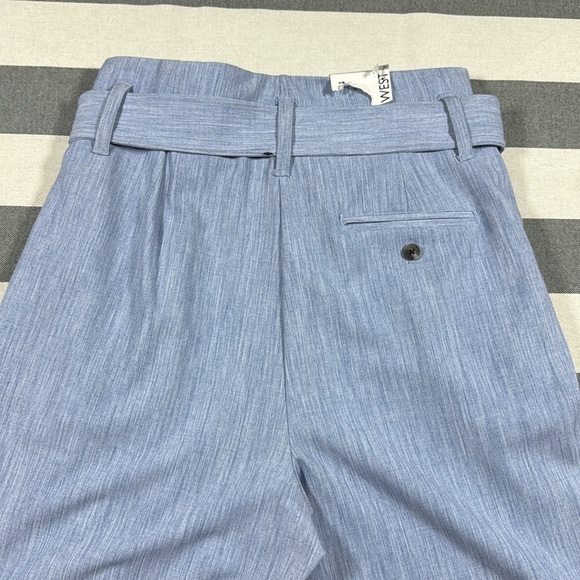 Nine West Womens Blue Melange Paperbag Waist Pants Size 10 Belted High Rise NWT - Picture 6 of 10